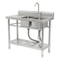 thumbnail image 5 of 201 Stainless Steel Sink, Restaurant Kitchen Sink,Free Standing Commercial Kitchen Sink Set 2 Tiers Faucet Rotation 360°, 5 of 25