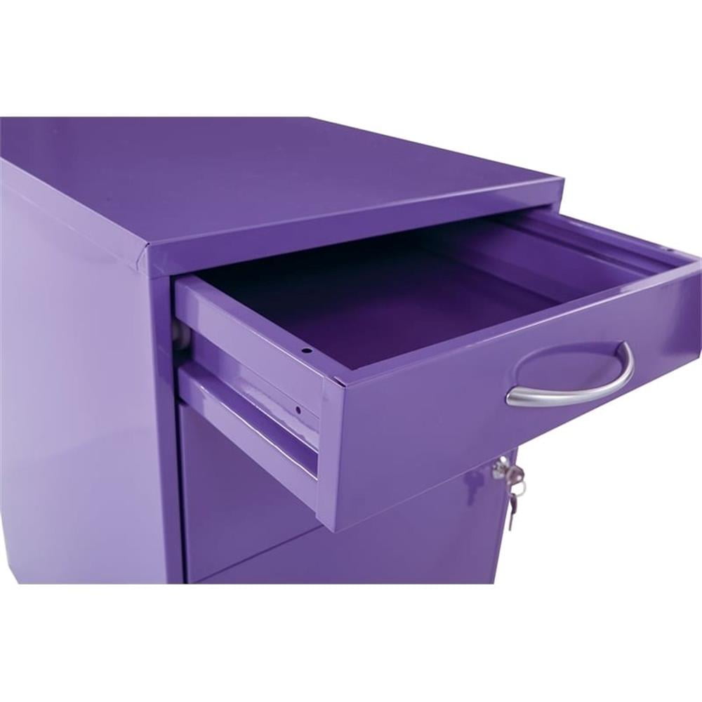 Scranton & Co 22" Modern Metal Pencil Box Storage File Cabinet in Purple