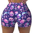 thumbnail image 2 of Daiia Skull rainbow color Pattern Women's Workout Shorts Biker Shorts - High Waisted Workout Spandex Tummy Control Gym Running Yoga Shorts-XX-Large, 2 of 8