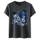 thumbnail image 2 of Gibobby Playera de Manga Corta con Cuello Redondo Camiseta informal deportiva manga corta con cuello redondo estampada a la moda para mujer(Gris oscuro,XL), 2 of 5