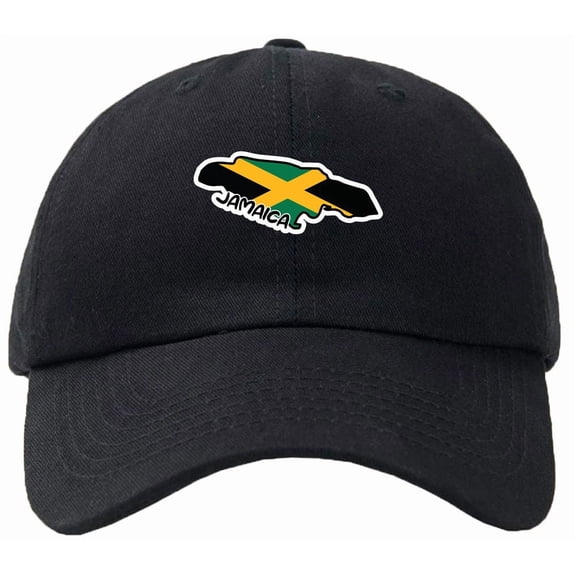 Jamaica Map Flag Baseball Cap Hat Hook & Loop Closure - Personalize it!
