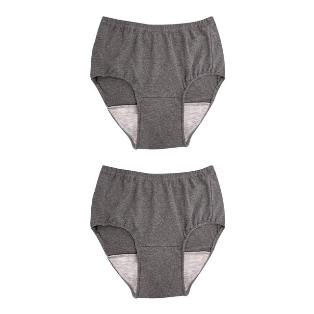 heritaly Comfortable and Durable Reusable Mens Incontinent Underwear Washable Briefs Pant 100CC Dark Grey LLL 2Set