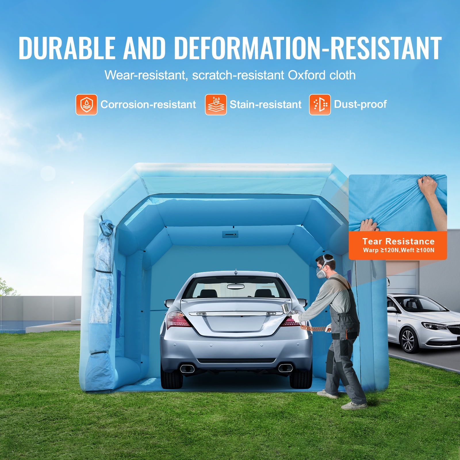 KFFKFF Portable Spray Shelter, 21x13.5x9.8 ft, Includes 1100W Blower & Filtration System, Ideal for Mid-Size Vehicles & Bulky Furniture