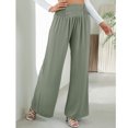 thumbnail image 2 of Pantalones elásticos de color gris y verde para mujer: ropa informal, para el trabajo, para citas, para la playa, talla XL, pantalones anchos y de cintura alta, 2 of 7