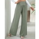 thumbnail image 2 of Pantalones casuales de color gris y verde para mujer: corte holgado, cintura elástica, perfectos para el trabajo, citas, playa - Pantalones de pierna ancha y cintura alta XXL, 2 of 7