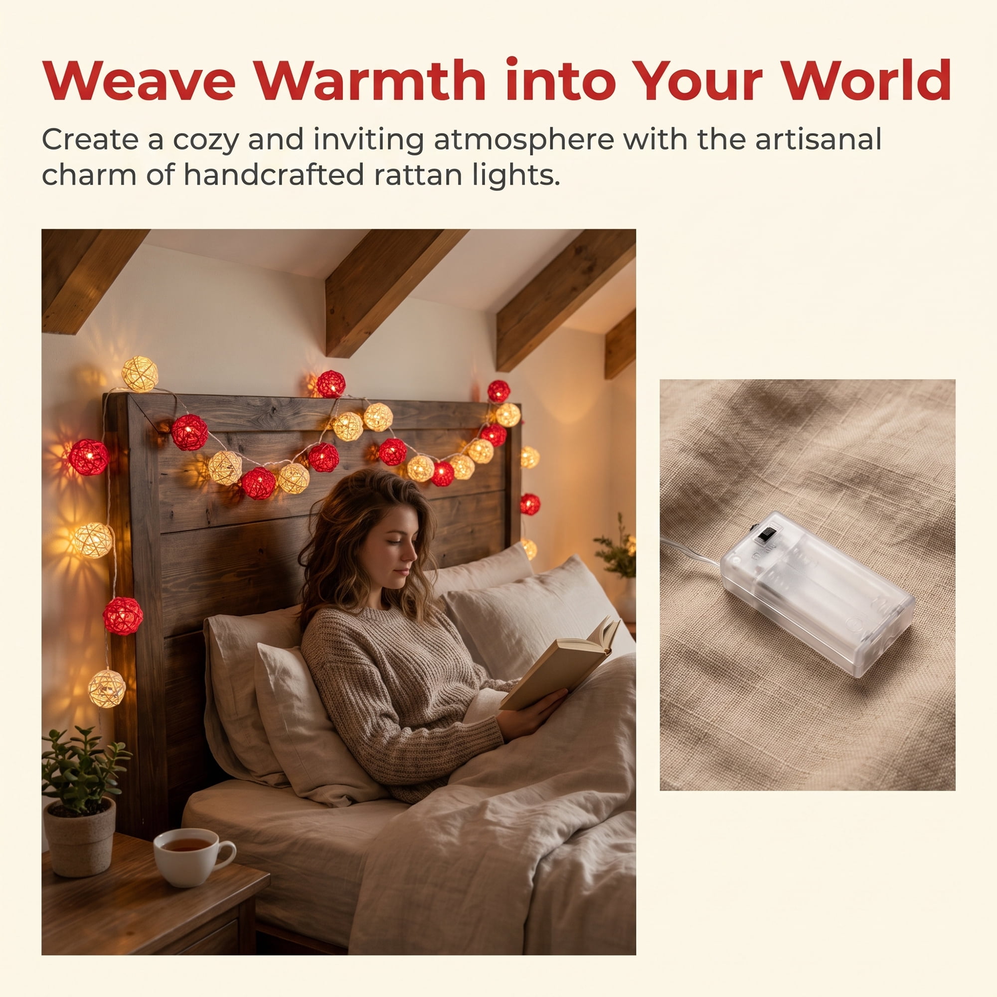 Unique Bargains Lights for Home Use with Flexible Design 6.6 ft Red Light Battery Operated