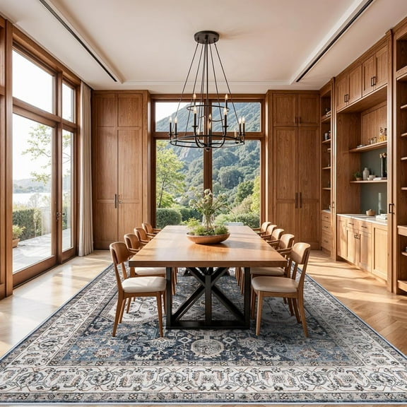 RUUGME Large 10x14 Area Rugs - Large Boho Rugs for Living Room Stain Resistant Carpet Vintage Tribal Rugs for Bedroom Kitchen with Non Slip Backing Decor Floor Decoration Mat 10x14 Navy/Blue