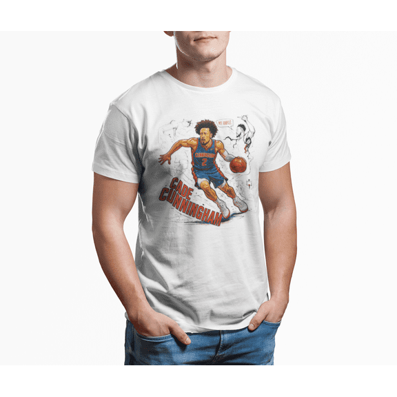 Cade Cunningham #2 My ankel Basketball Cartoon Unisex Heavy Cotton Tee-KBCC203-White-S