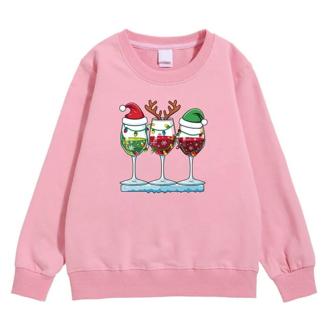 DGHM Heavy Blend Youth Hooded Sweatshirt Female Purge Outfit The Purge Children's Autumn and Winter Christmas Printed Pullover Hoodiefree Pink