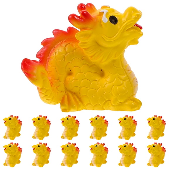 KAKOWELY 12 minifiguras de dragón de resina, gabinete del año del dragón, figura de dragón del zodiaco