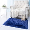 thumbnail image 2 of YJ.GWL Fluffy Faux Sheepskin Plush Area Rug Soft Fuzzy Rugs Floor Carpet for Bedroom Living Room,2'x3',Dark Navy, 2 of 9