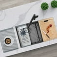 thumbnail image 2 of Stylish Undermount 32" Graphite Black Double Bowl Workstation Kitchen Sink with 7 Black accs S-601WN, 2 of 17