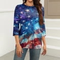 thumbnail image 4 of Womens 4th of July Shirts 3/4 Sleeve Tshirts Loose USA Flag Print Pullover USA 250th Anniversary Celebration Party Tops Independence Day Patriotic Round Neck 1776-2026 Blouses Royal Blue L, 4 of 5