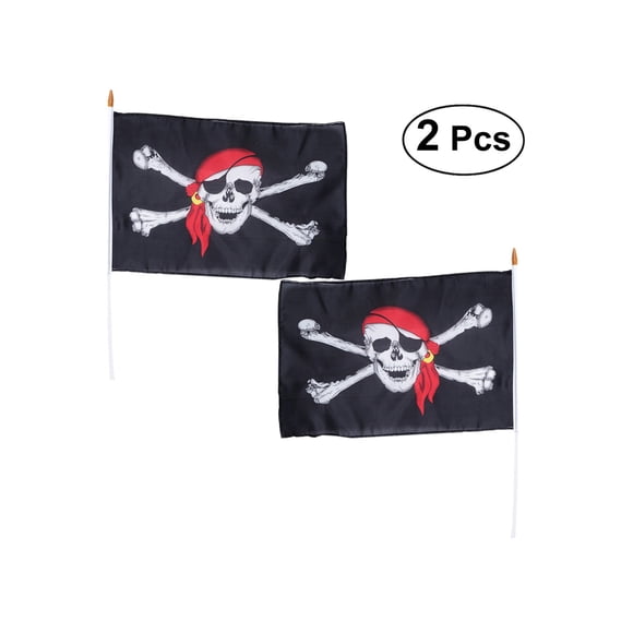 2pcs Pirate Skull Flag Cosplay Supplies Creative Pirate Flag Haunted House Home Pirate Party Bar Halloween Decoration