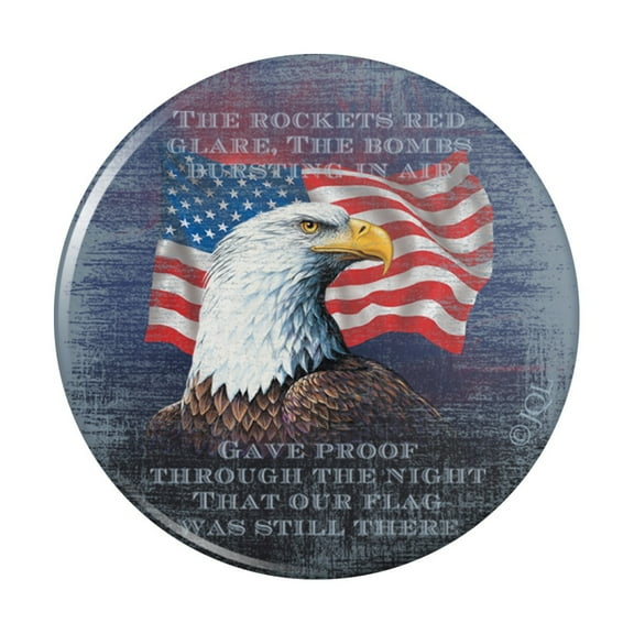 Patriotic Eagle Rockets Red Glare American Flag Kitchen Refrigerator Locker Button Magnet
