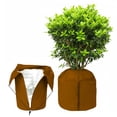 thumbnail image 1 of 45x70cm Brown PP Plant Frost Protection Cover with Drawstring & Lock - Insulated Aluminum Lined Winter Shield for Small/Medium Shrubs, Potted Trees, Roses - Reusable Outdoor Plant Freeze Guard &, 1 of 5