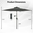 thumbnail image 3 of Costway 7.5 ft Solar Powered Patio Umbrella with LED Lights Push Button Tilt Crank Handle Gray, 3 of 10