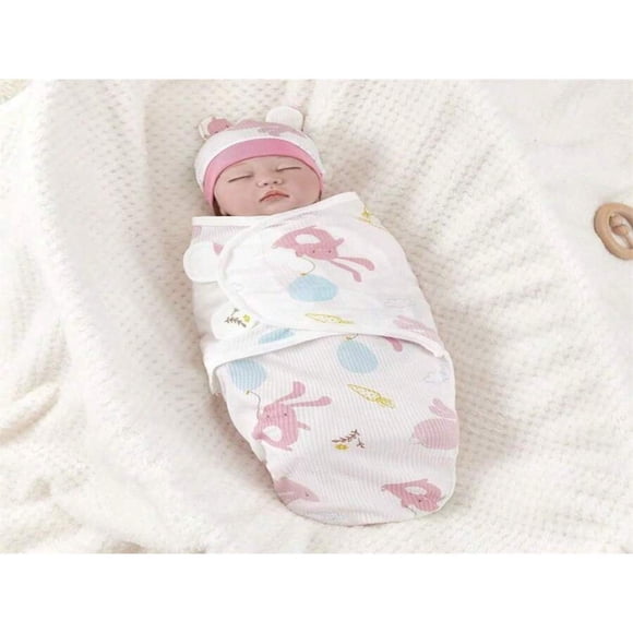 Lindbes 1set Newborn Swaddle Wrap + Hat Suitable For 0-6 Months Baby Boy Girl Outfit For Hospital And Home Use