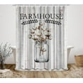 thumbnail image 4 of Farmhouse Shower Curtain Cotton Flower with Grey Wood Background Bath Curtain Rustic Country Fabric Shower Curtain for Bathroom 12 Hooks 72x72 Inch, 4 of 6