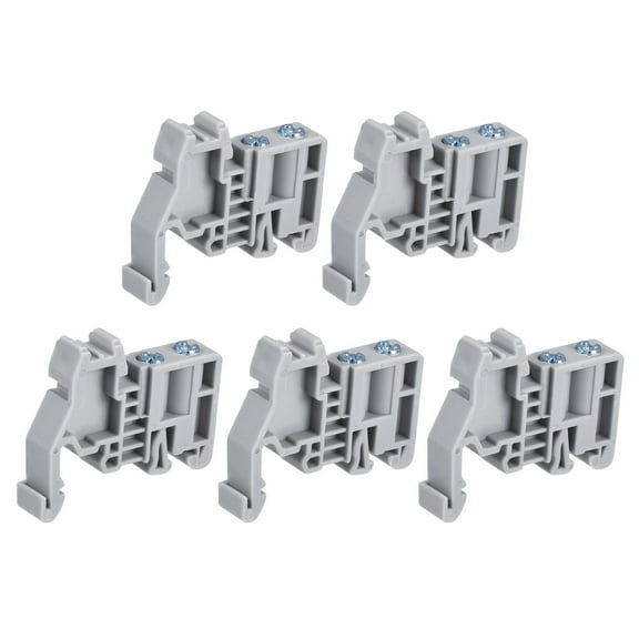 DIN Rail Mount Terminal Blocks End Stopper Screw Type Clamp Grey E/UK Pack of 30