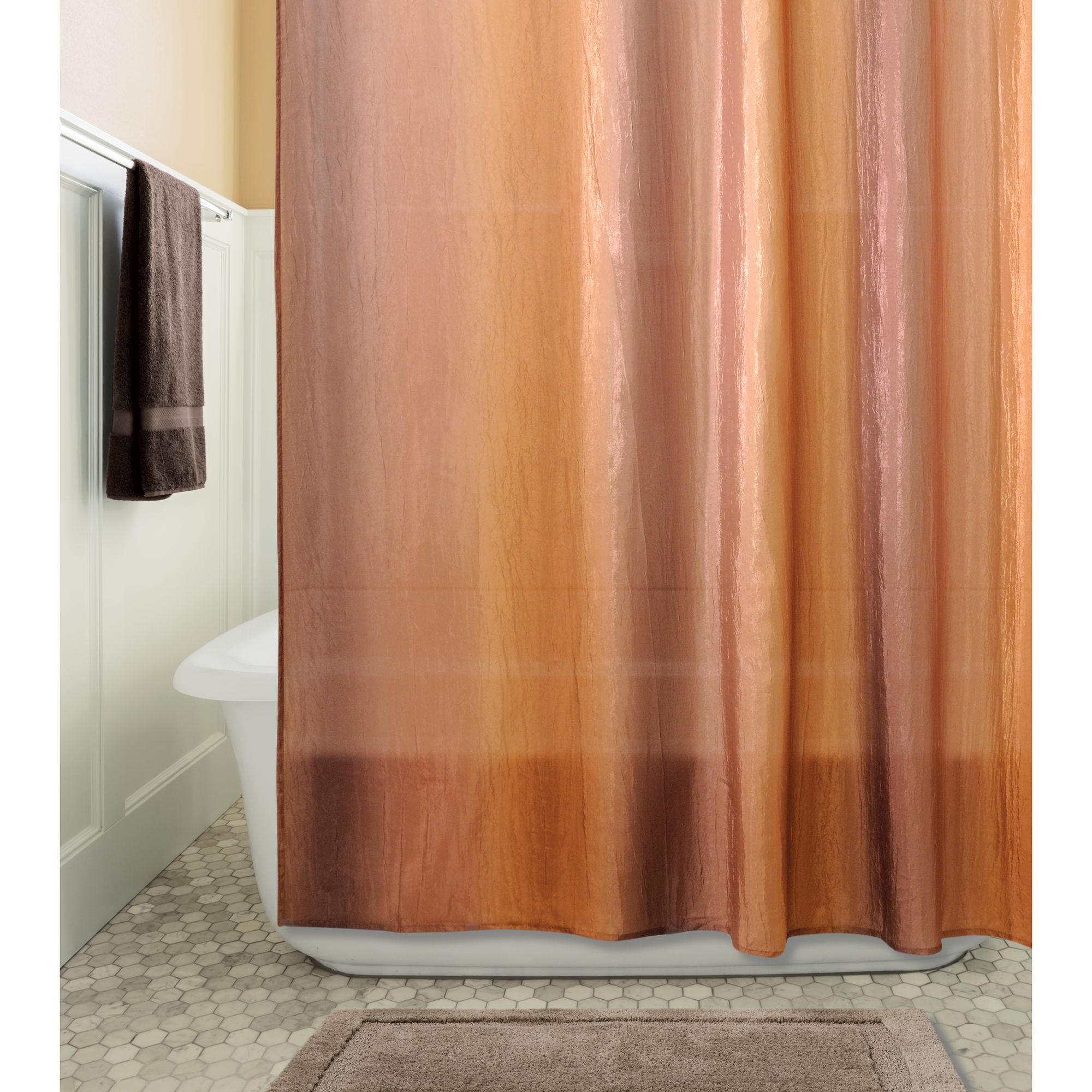 InterDesign Ombre Fabric Shower Curtain, Standard 72" x 72", Brown/Gold - image 3 of 4