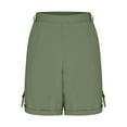 thumbnail image 3 of Womens Pants with Pockets Plus Size Elastic Waist Straight Leg Summer Casual Loose Cargo Short Pants for Women Army Green M, 3 of 6
