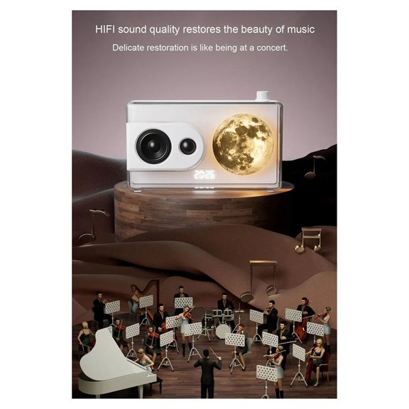 M6 Moonlight Music Box Altavoz Bluetooth Soporte para Tarjeta TF Reproducción Conexión AUX A Computadora Reloj Caja de Sonido Transparente B