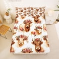 thumbnail image 5 of Erosebridal Kawaii Highland Cattle Bed Sheets,Brown Farm Animals King Sheets For Adult 4pcs, 5 of 6