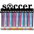 thumbnail image 1 of Soporte de pared metálico para medallas, exhibidor de medallas, ideal para deportes de fútbol, ​​con 20 ganchos., 1 of 9