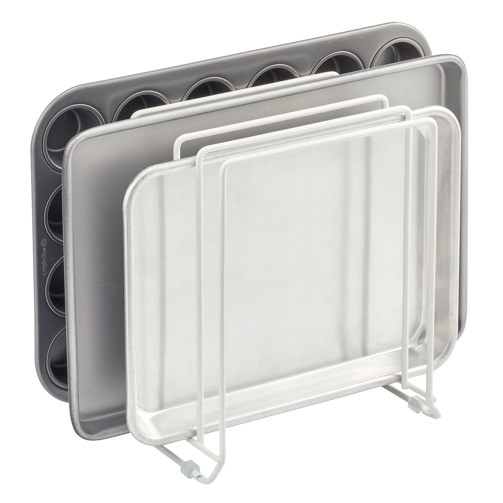 mDesign XLarge Steel Storage Tray Organizer Rack for Kitchen