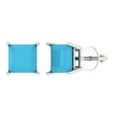 thumbnail image 2 of 3 Ct Princess Cut Studs Blue Turquoise 14K White Solid Solid Gold Everyday Dainty Earrings Screw Back, 2 of 7