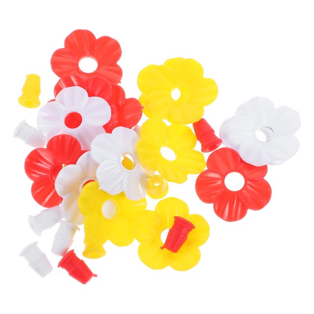 Comedero de plástico para colibríes con forma de flor, 15 unidades, bonito comedero para pájaros para exteriores
