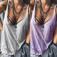 thumbnail image 4 of Womens Sexy Sleeveless for Tank Top Low Cut Neckline Solid Color Loose Casual Be, 4 of 19