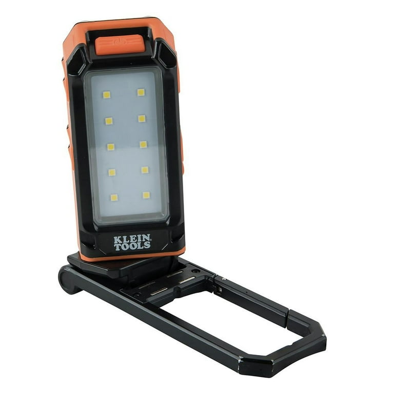 Klein Tools 56403 LED Light, Rechargeable Flashlight / Worklight with  Kickstand and Carabiner, Charges Small Electronics, for Work, Camping