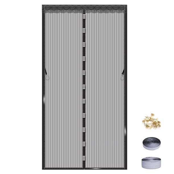 Puerta mosquitera magnética, partición de malla con manos libres, cortina de malla para puerta mosquitera que mantiene alejados a los insectos, marco con gancho y bucle, apta para mascotas