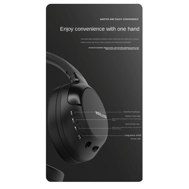 JUND Bluetooth Wireless Noise Cancelling Headphones heavy bass full earring mobile phone wireless game gift headset