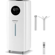 SAIYA 21L Humidifier for Large Room, 5Gal Whole House Ultrasonic Humidifier with 3 Mist Levels, Extension Tube, 360 Nozzles & Remote Control, Top Fill Commercial Humidifier with Wheels for Home