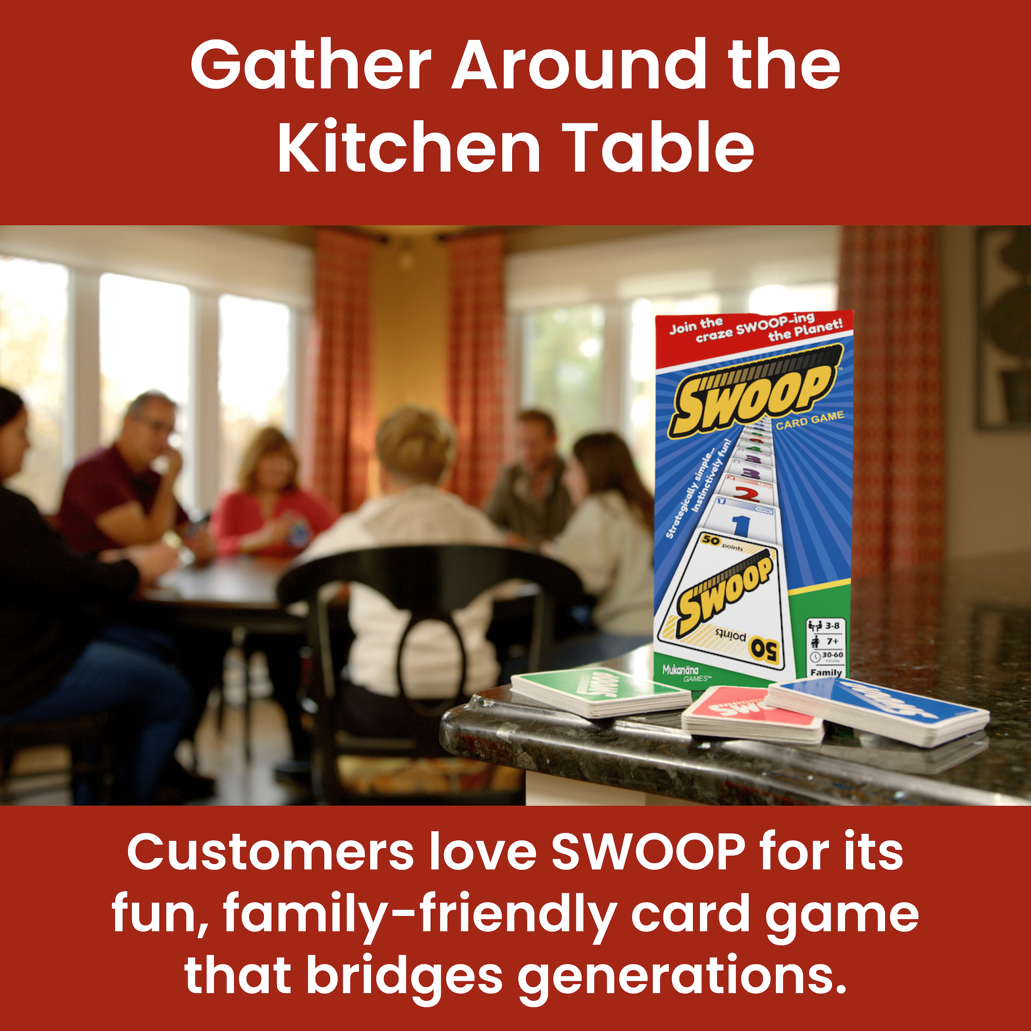 SWOOP Card Game | Fun for Adults, Teens and Kids | Best for Game Nights and Family Gatherings | Easy to Learn | 3-8 Players | Ages 7+