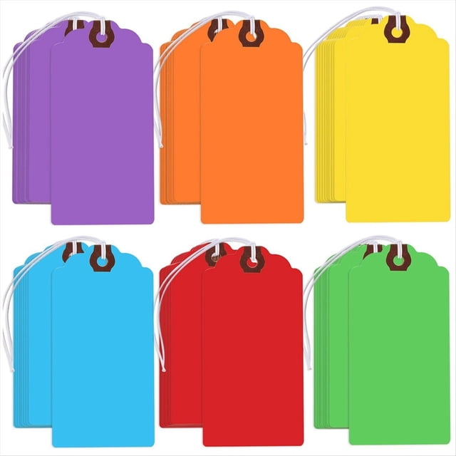300 Etiquetas Colgantes de Colores con Cuerdas Elásticas Etiquetas de Regalo Grabables de Papel en Etiquetas de Envío Etiquetas de Precios para Todas las Ocasiones