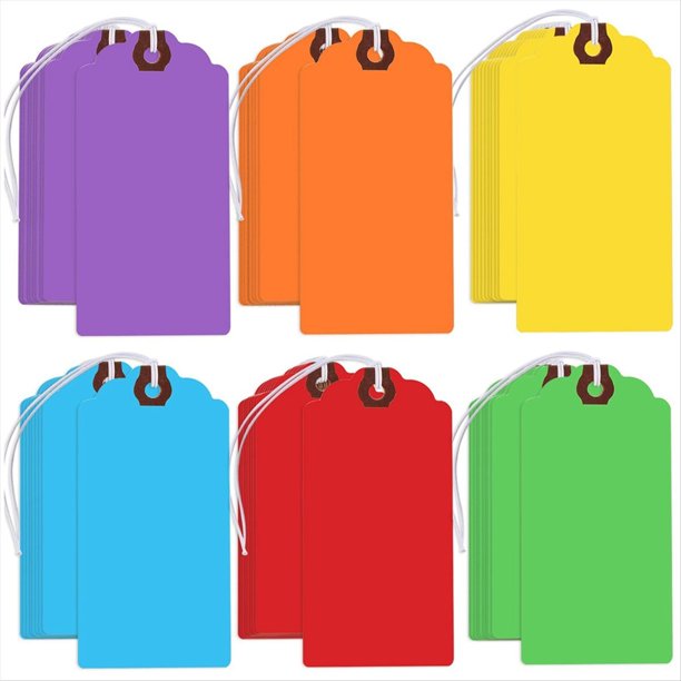 300 Etiquetas Colgantes de Colores con Cuerdas Elásticas Etiquetas de Regalo Grabables de Papel en Etiquetas de Envío Etiquetas de Precios para Todas las Ocasiones