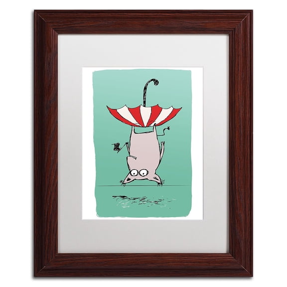 Trademark Fine Art "Upside Down Animal" Canvas Art by Carla Martell, White Matte, Wood Frame