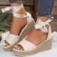 thumbnail image 2 of Bmisegm Women's Summer Fashion Cloth Strap Wedge Sandals Open Toe Fish Mouth Light Sandals Womens Sandals Summer White 7.5, 2 of 7