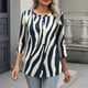 thumbnail image 5 of TaTaai Daily Wear T-Shirt Soft Skin-Friendly Women's Fashion Printed Button Round Neck 3/4 Sleeve Loose Casual All Season Fashion Top Gift, 5 of 7