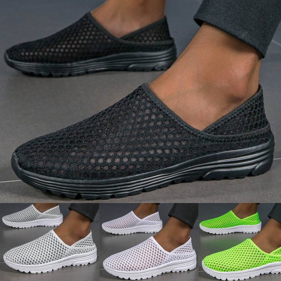 Men's Platform Non Slip Water Shoes Two Way Wear Lightweight Non Slip Hollow Out Mesh Slip On Sneakers