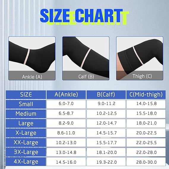 MecTo 15-20mmHg Open Toe Compression Stockings Medical Thigh High Compression Socks for Running Nursing Sports Veins( Black, L)