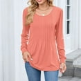 thumbnail image 6 of Maean Women's Blouse Pleated Crewneck Tunic Blouses Causal Dressy Long Sleeve Fall Trendy Tops, 6 of 7