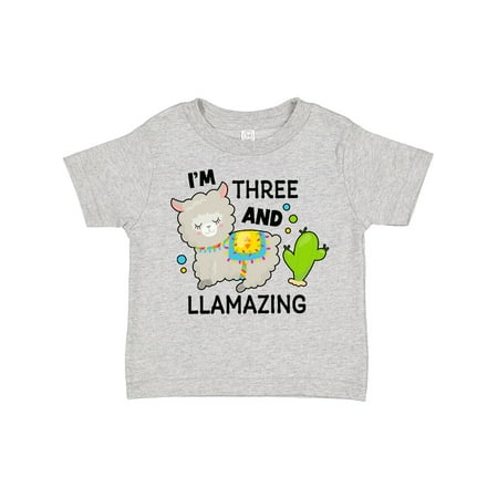 

Inktastic Im Three and Llamazing with Llama and Cactus Gift Toddler Boy or Toddler Girl T-Shirt