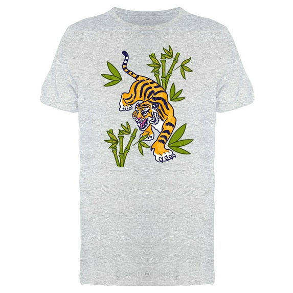 Angry Tiger Bamboo Japanese Art Tee Men's -Image by Shutterstock