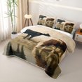 thumbnail image 3 of Manfei Rustic Animal Cows Twin Quilt Set 2 Pieces,Vintage Countryside Twin Coverlet Set,Black Beige,1 Bedspread and 1 Pillowcase, 3 of 7