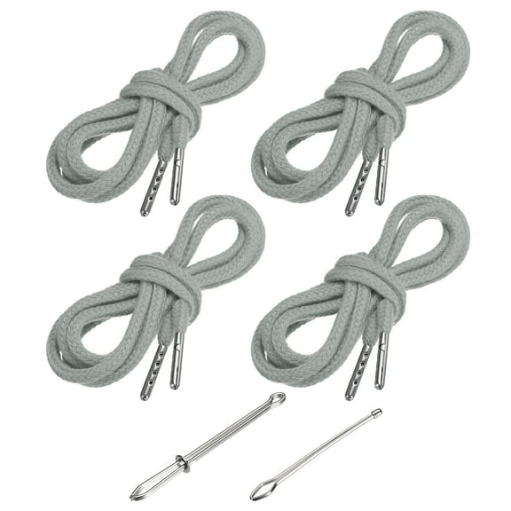 Uxcell 51 Inch Drawstring Cords, 4pcs Replacement Draw Strings with 2pcs Easy Threaders for Shorts Pants Jackets Coats Sweatpants Hoodie, Grey